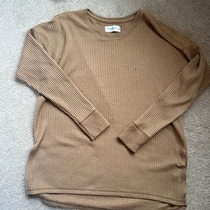 Abercrombie soft cozy waffle knit top medium tan